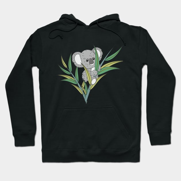 Koala Hanging Around Hoodie by Mitalim